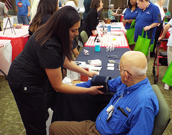 Blood pressure check at the Health Fair